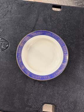 Hutschenreuther Evelyn Rim Soup Bowl Germany Blue Gold Pattern